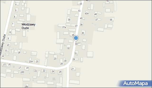 Młodzawy Duże, Młodzawy Duże, 33, mapa Młodzawy Duże