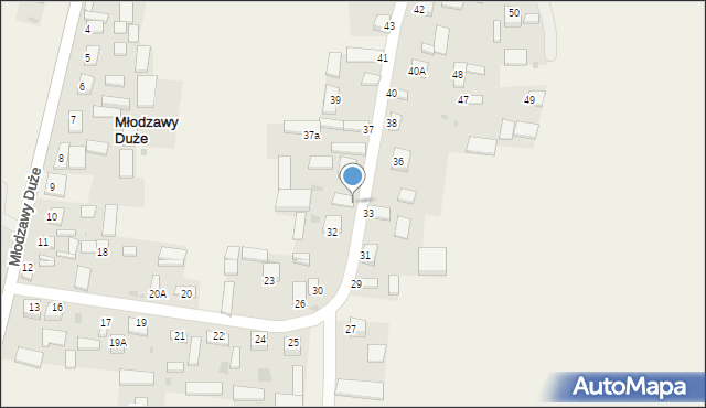 Młodzawy Duże, Młodzawy Duże, 34, mapa Młodzawy Duże