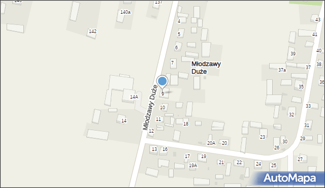 Młodzawy Duże, Młodzawy Duże, 9, mapa Młodzawy Duże