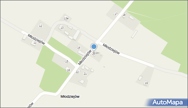 Młodziejów, Młodziejów, 20, mapa Młodziejów