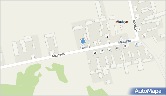 Młudzyn, Młudzyn, 10, mapa Młudzyn