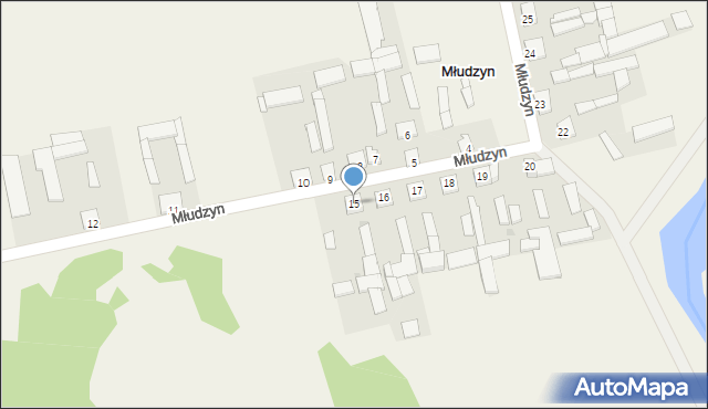 Młudzyn, Młudzyn, 15, mapa Młudzyn