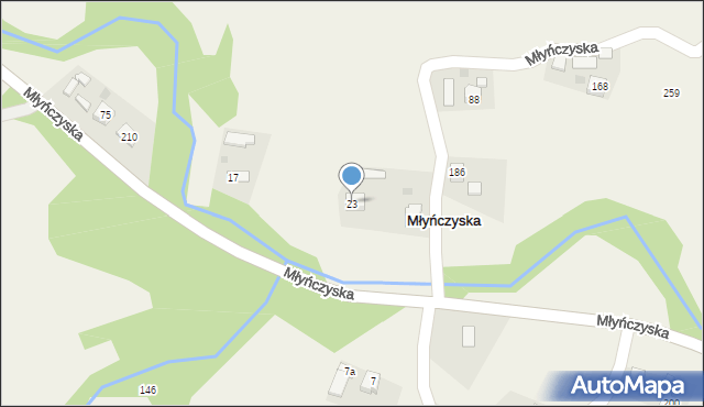 Młyńczyska, Młyńczyska, 23, mapa Młyńczyska