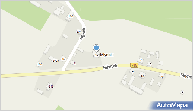 Młynek, Młynek, 1a, mapa Młynek