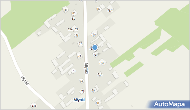 Młynki, Młynki, 74, mapa Młynki