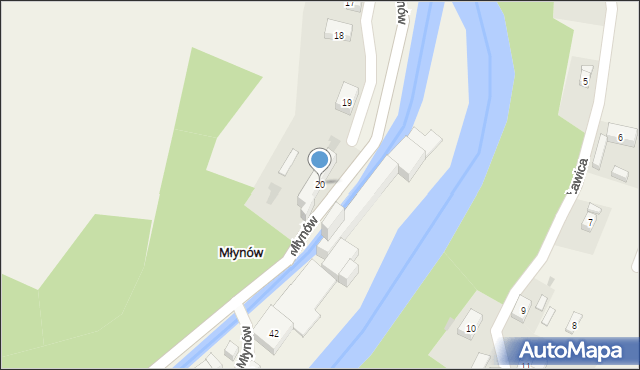 Młynów, Młynów, 20, mapa Młynów