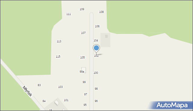 Młyńsk, Młyńsk, 102, mapa Młyńsk