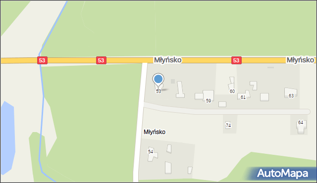 Młyńsko, Młyńsko, 53, mapa Młyńsko