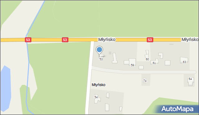 Młyńsko, Młyńsko, 58, mapa Młyńsko