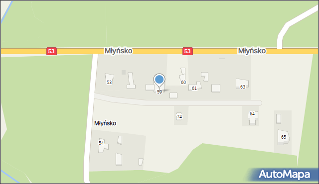 Młyńsko, Młyńsko, 59, mapa Młyńsko