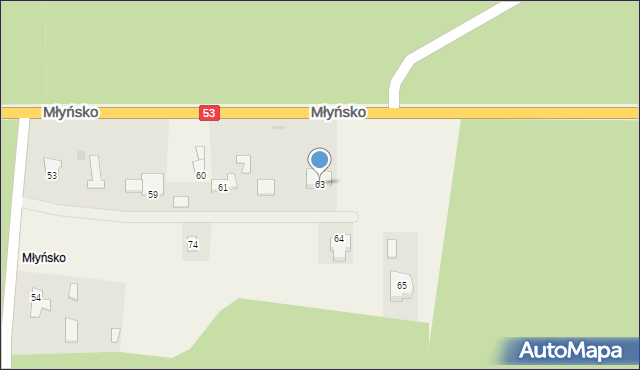 Młyńsko, Młyńsko, 63, mapa Młyńsko