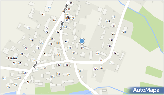 Młyny, Młyny, 50, mapa Młyny