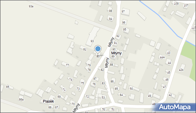 Młyny, Młyny, 80, mapa Młyny