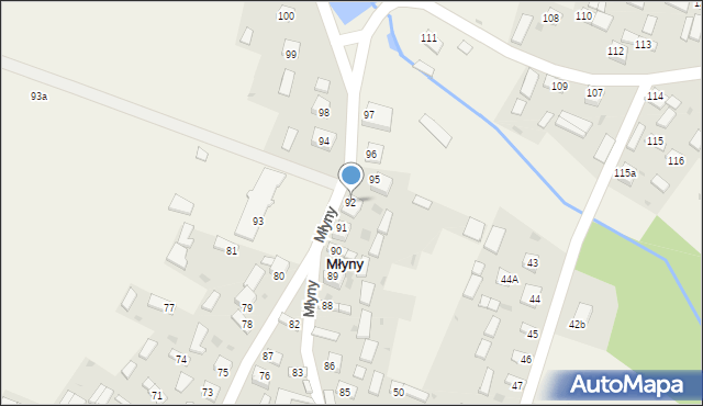 Młyny, Młyny, 92, mapa Młyny