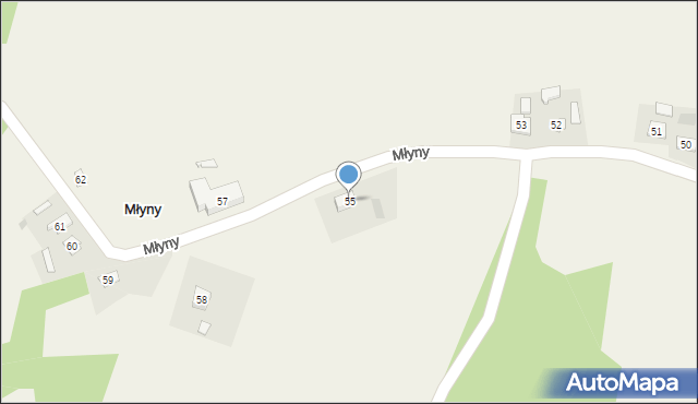 Młyny, Młyny, 55, mapa Młyny