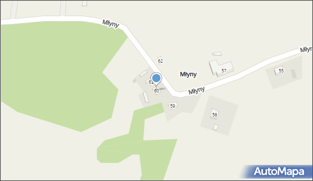 Młyny, Młyny, 60, mapa Młyny