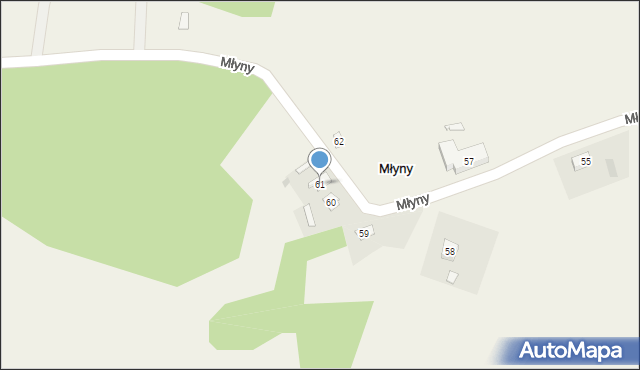 Młyny, Młyny, 61, mapa Młyny