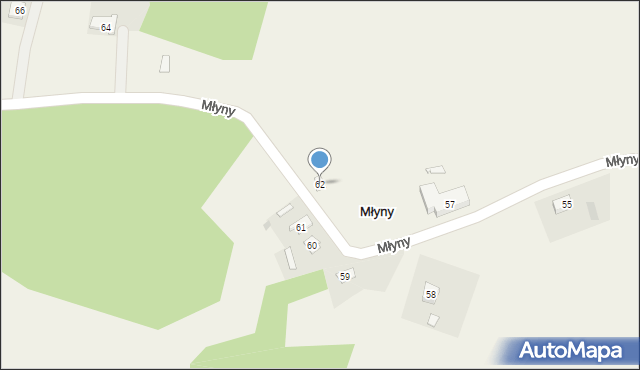 Młyny, Młyny, 62, mapa Młyny