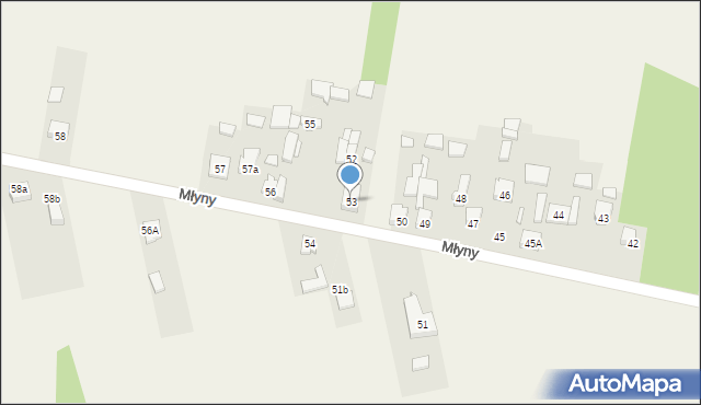 Młyny, Młyny, 53, mapa Młyny