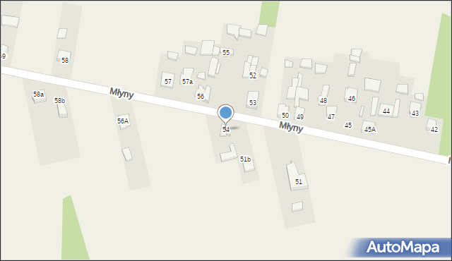 Młyny, Młyny, 54, mapa Młyny