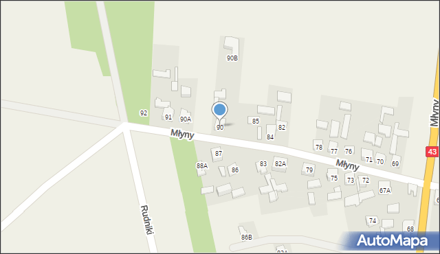 Młyny, Młyny, 90, mapa Młyny