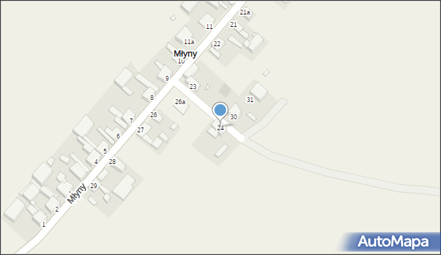 Młyny, Młyny, 24, mapa Młyny