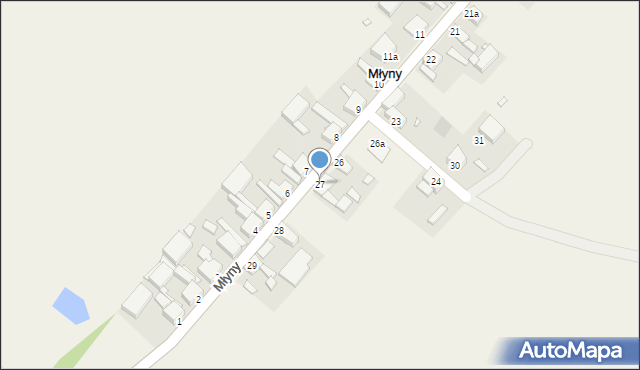 Młyny, Młyny, 27, mapa Młyny