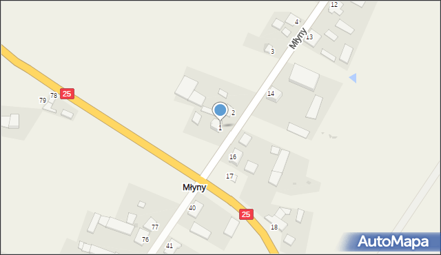 Młyny, Młyny, 1, mapa Młyny