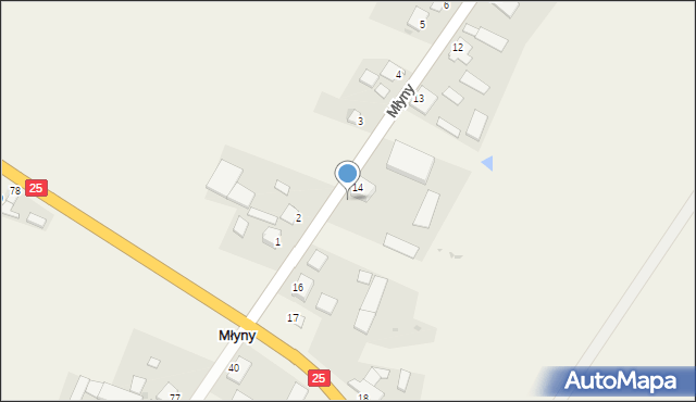 Młyny, Młyny, 15, mapa Młyny