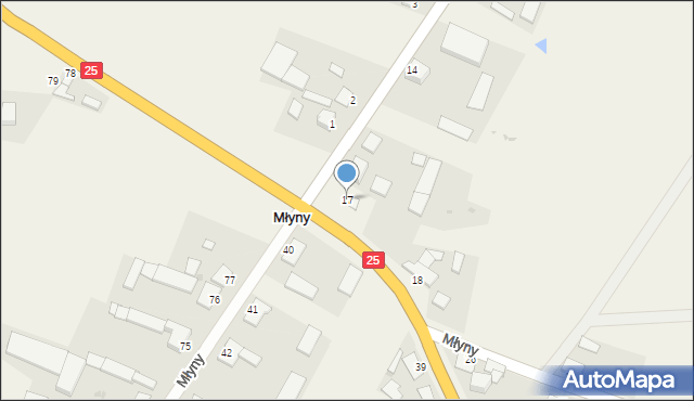 Młyny, Młyny, 17, mapa Młyny