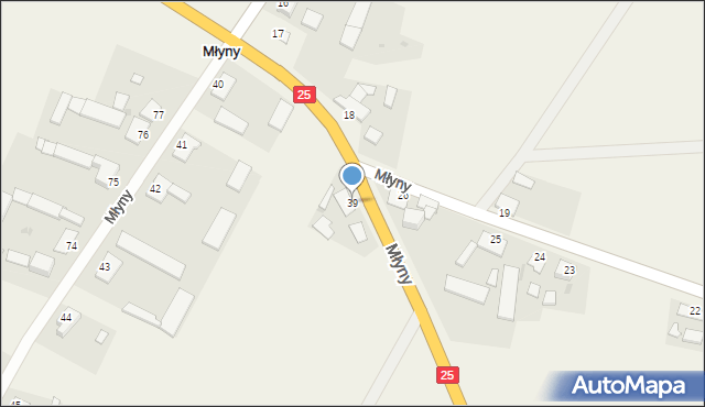 Młyny, Młyny, 39, mapa Młyny