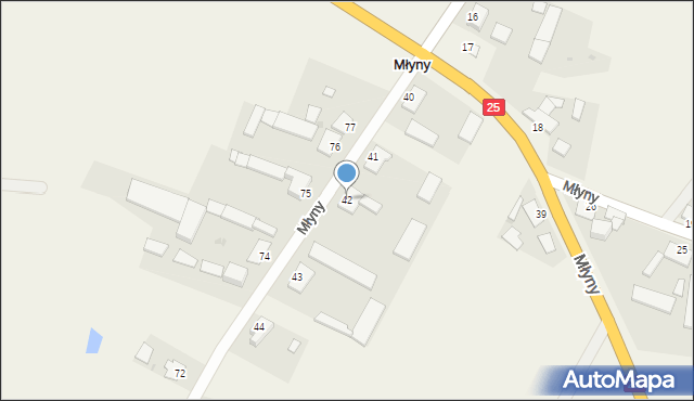 Młyny, Młyny, 42, mapa Młyny