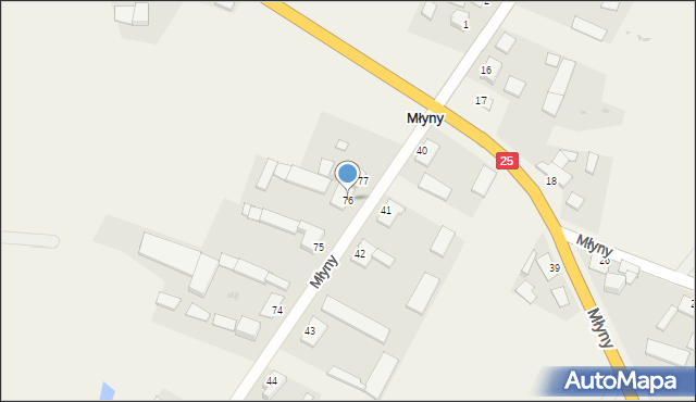 Młyny, Młyny, 76, mapa Młyny