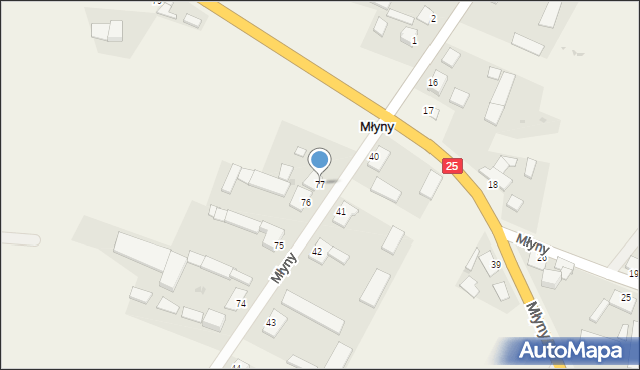 Młyny, Młyny, 77, mapa Młyny