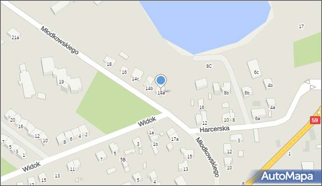 Mrągowo, Młodkowskiego, 14a, mapa Mrągowo