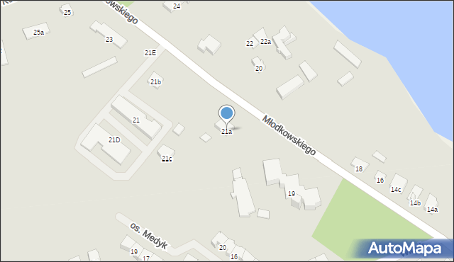 Mrągowo, Młodkowskiego, 21a, mapa Mrągowo