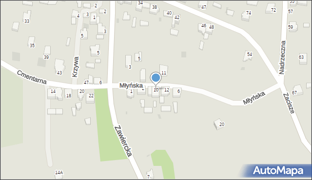 Myszków, Młyńska, 10, mapa Myszków