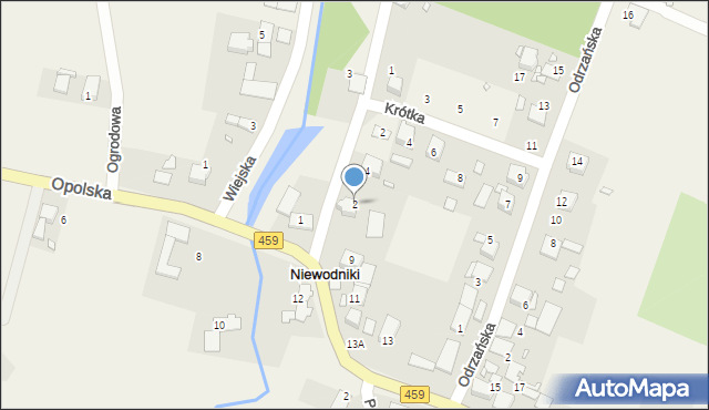 Niewodniki, Młyńska, 2, mapa Niewodniki