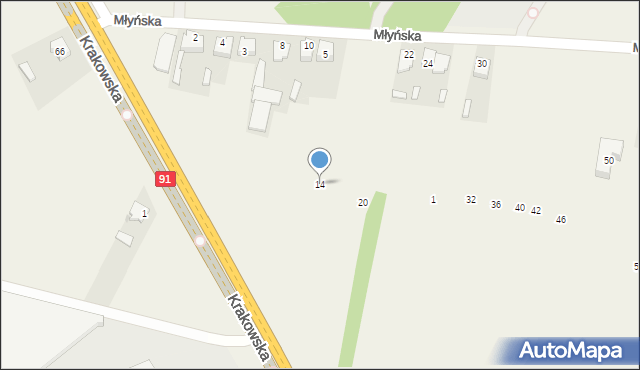 Nowa Wieś, Młyńska, 14, mapa Nowa Wieś