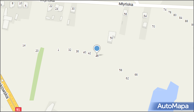 Nowa Wieś, Młyńska, 46, mapa Nowa Wieś