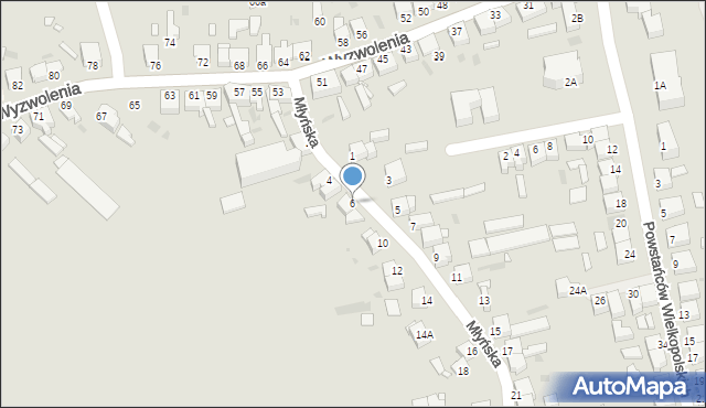 Opalenica, Młyńska, 6, mapa Opalenica