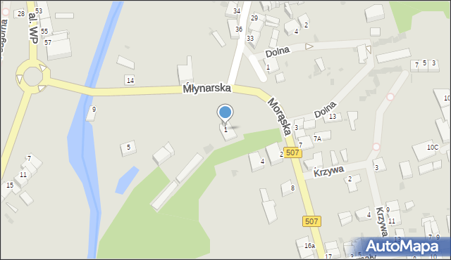 Orneta, Młynarska, 1, mapa Orneta