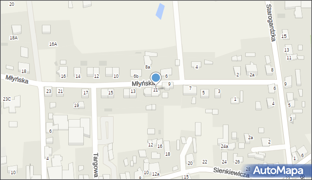 Osie, Młyńska, 11, mapa Osie