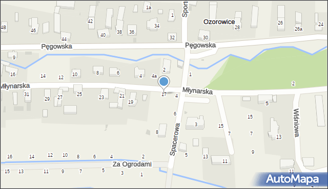 Ozorowice, Młynarska, 17, mapa Ozorowice