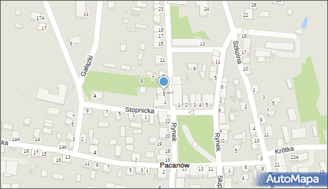 Pacanów, Mleczna, 3, mapa Pacanów