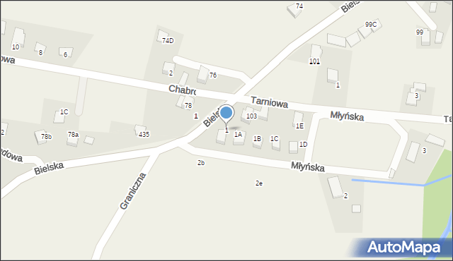 Pisarzowice, Młyńska, 1, mapa Pisarzowice