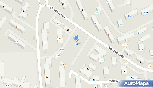 Płońsk, Młodzieżowa, 13, mapa Płońsk