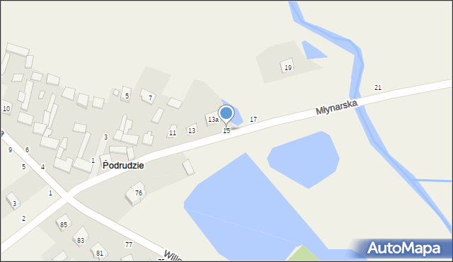 Podrudzie, Młynarska, 15, mapa Podrudzie