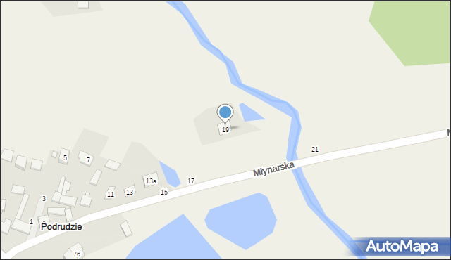 Podrudzie, Młynarska, 19, mapa Podrudzie