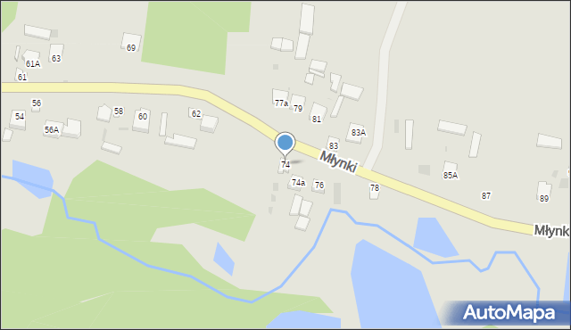 Poniatowa, Młynki, 74, mapa Poniatowa